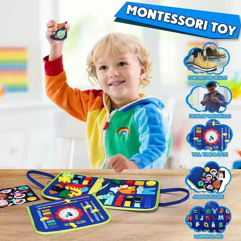 Montessori-Inspired Travel Activity Book for Children - Educational Sensory Learning and Quiet Play Board