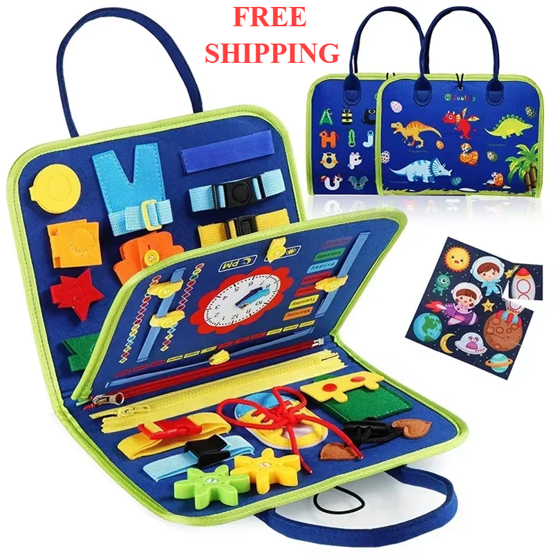 Montessori-Inspired Travel Activity Book for Children - Educational Sensory Learning and Quiet Play Board