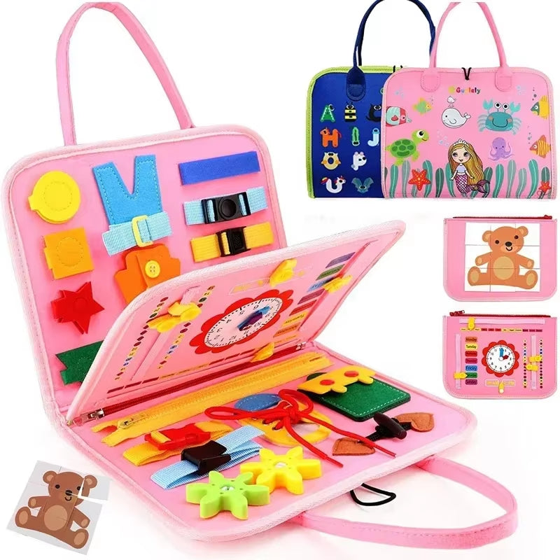 Montessori-Inspired Travel Activity Book for Children - Educational Sensory Learning and Quiet Play Board