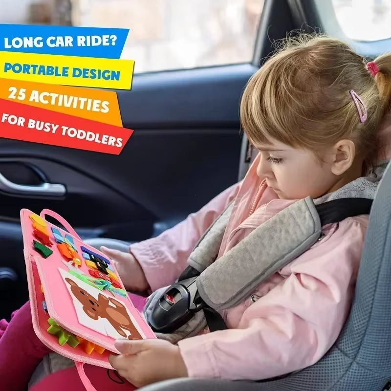 Montessori-Inspired Travel Activity Book for Children - Educational Sensory Learning and Quiet Play Board